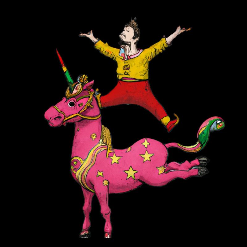 Licorne comme cheval de cirque avec cavalier.