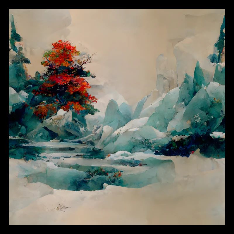 Paysage chinois enneigé