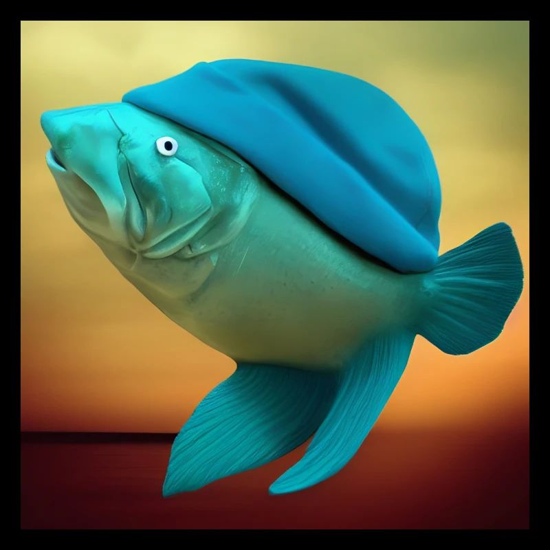 Huge fish waering a beanie - AI-Generated design
