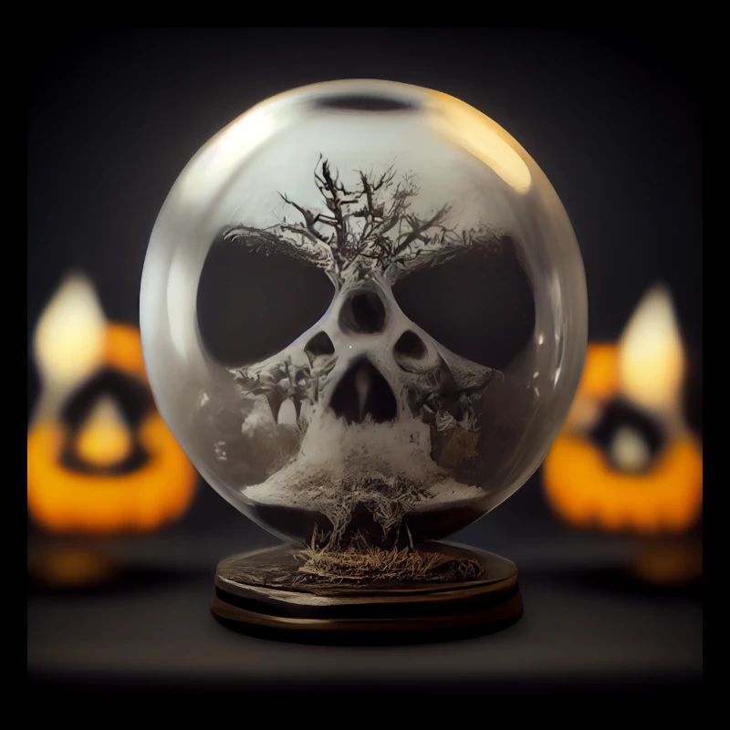 Crackled skull snow globe