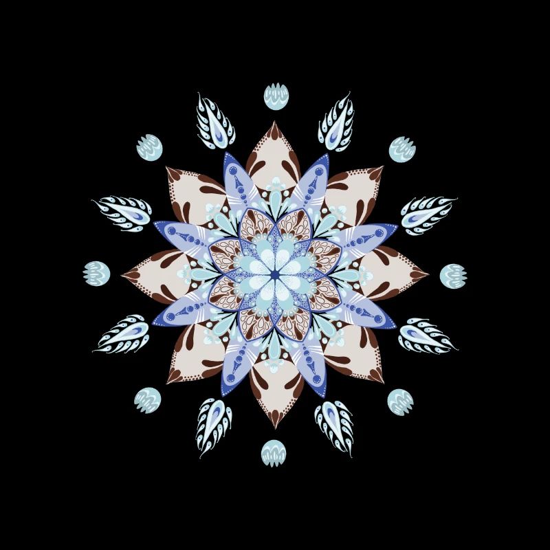 Mandala floral dans des tons de glace bleue