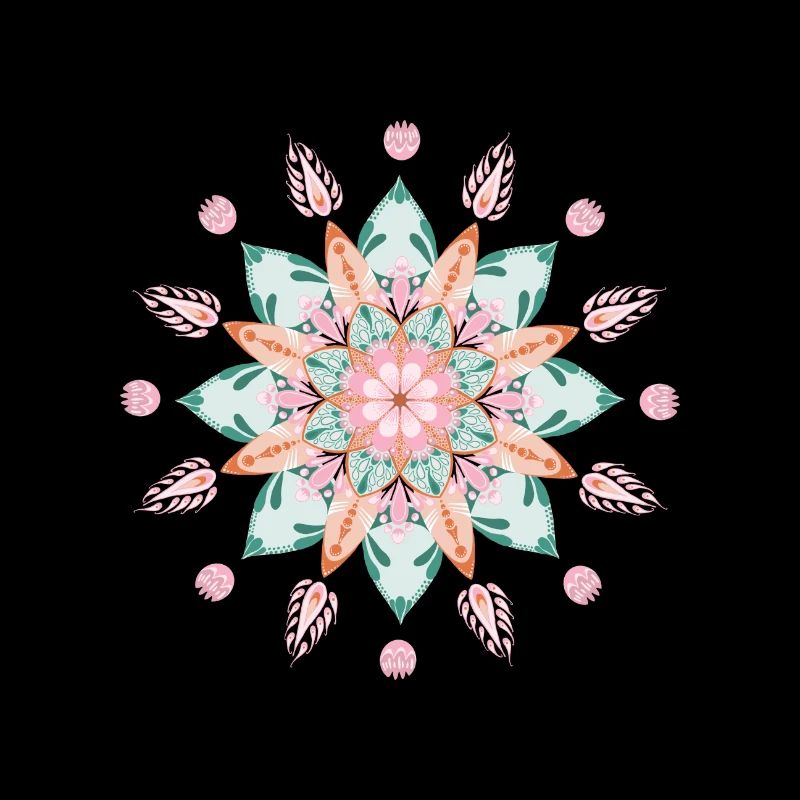 Mandala en rose et vert