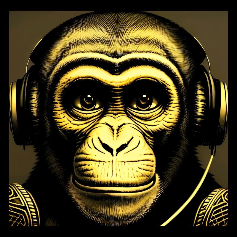 Monkey with headphones