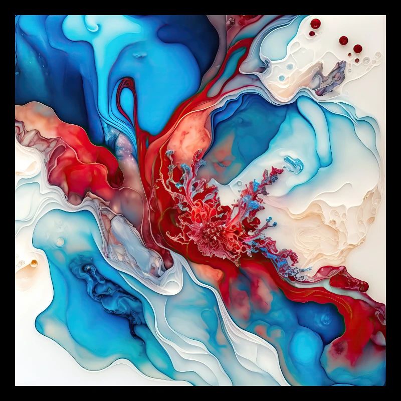 Red White And Blue Paint Swirl Pattern