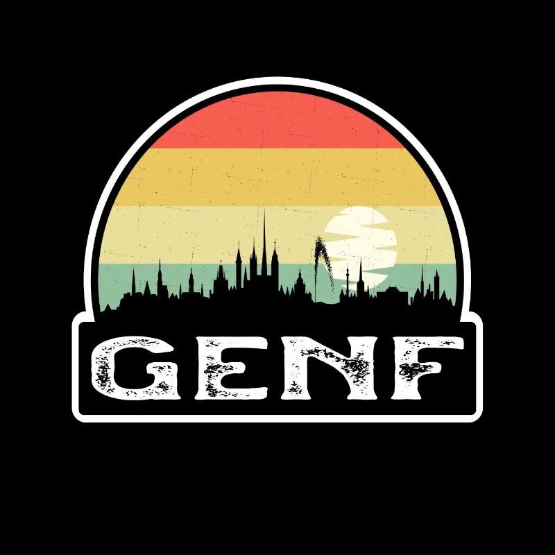 Genf Schweiz Flagge Skyline Reisesouvenir