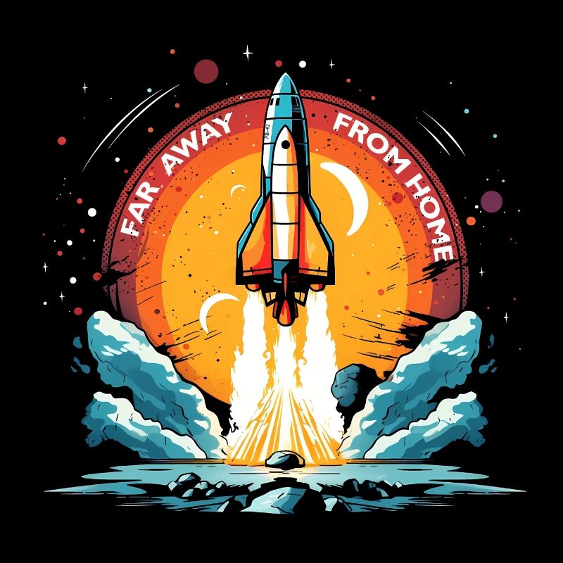 Fusée dans l’espace. LOIN DE CHEZ SOI