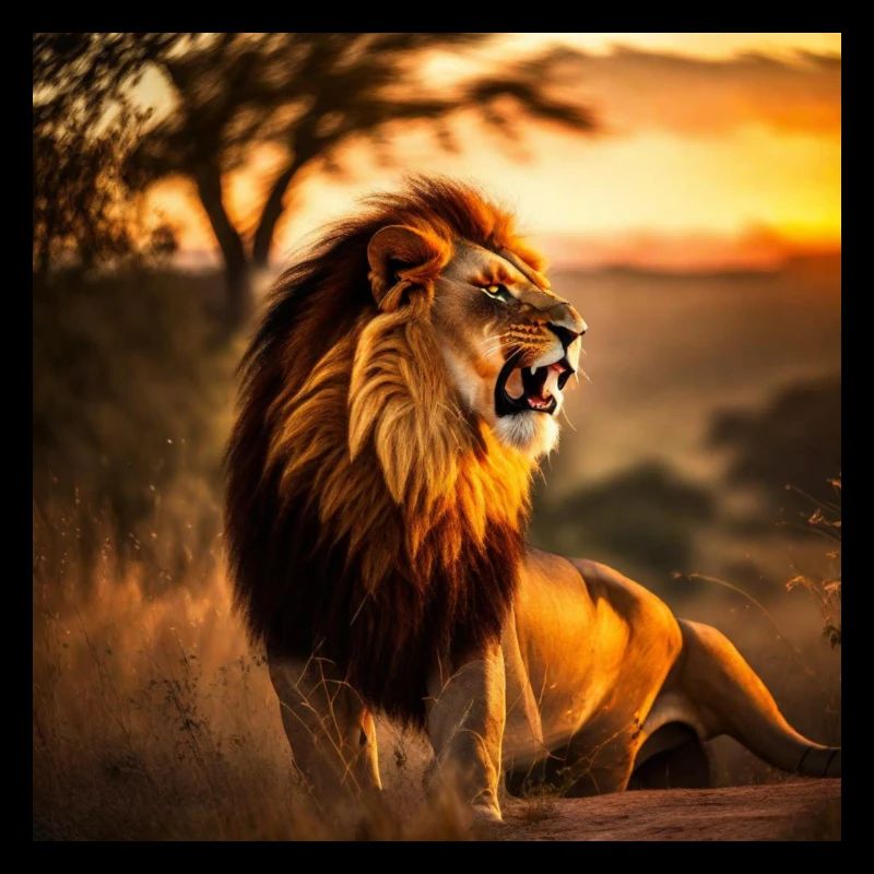 Löwe im Sonnenuntergang