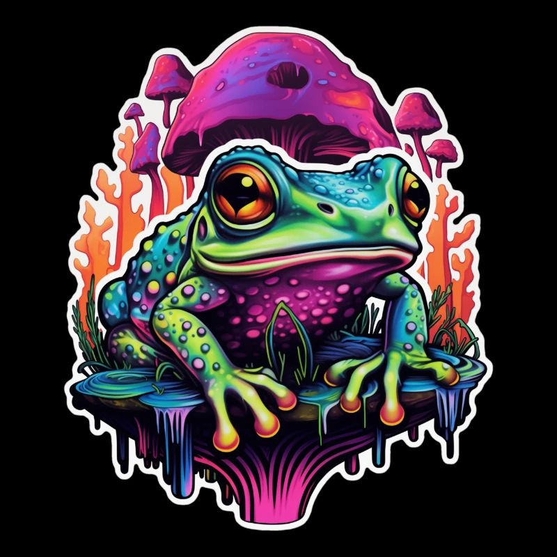 Trippy Psychedelic Mushroom Frog