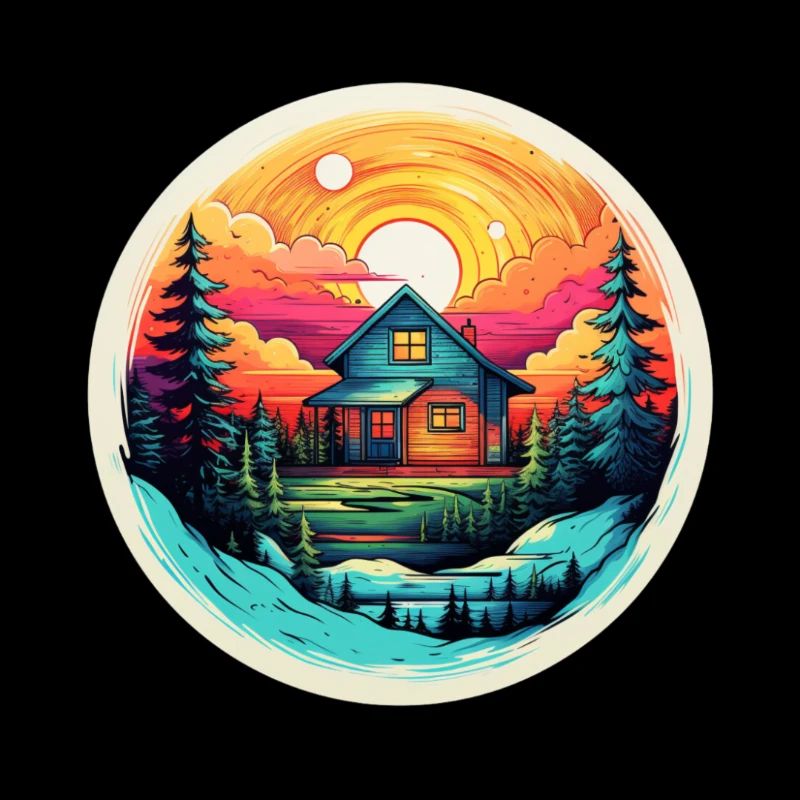 Cabane forestière au coucher du soleil - Tiny House