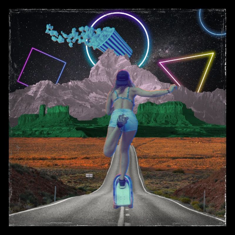 Skater Mädchen Pop Art Collage