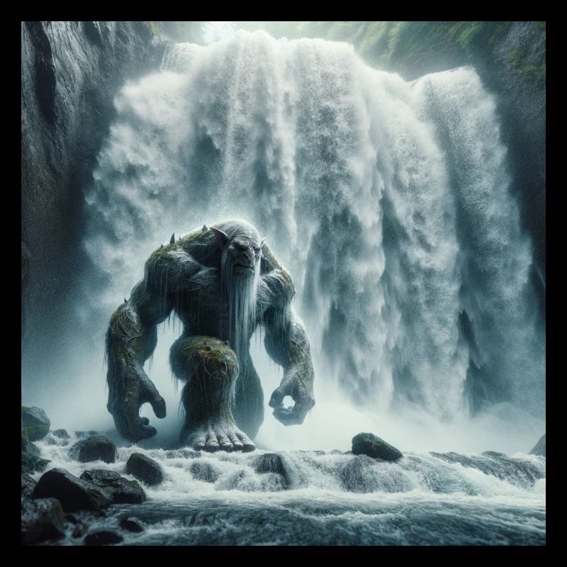 Troll in waterfall
