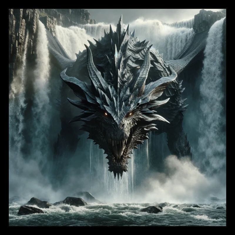 Drache im Wasserfall