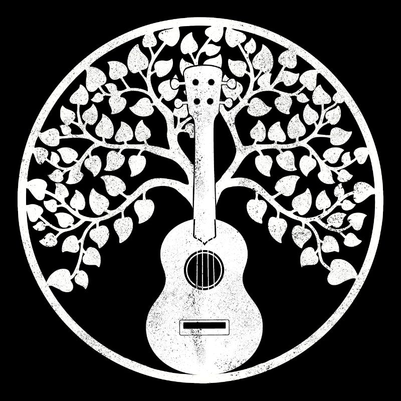Ukulele tree Mandala weiss