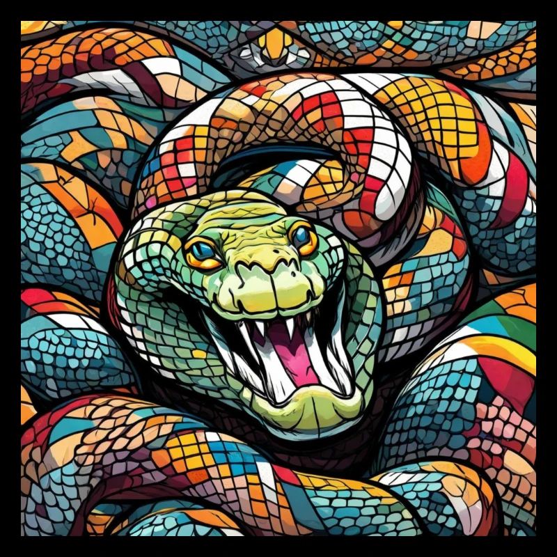 Bunte Schlange Comic Style