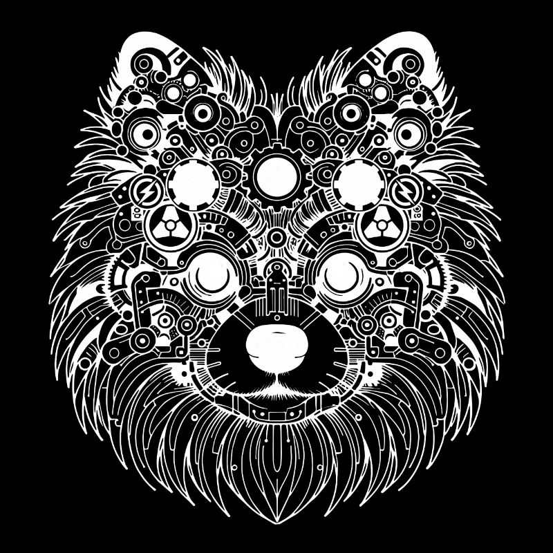 Poméranien abstrait - Design blanc