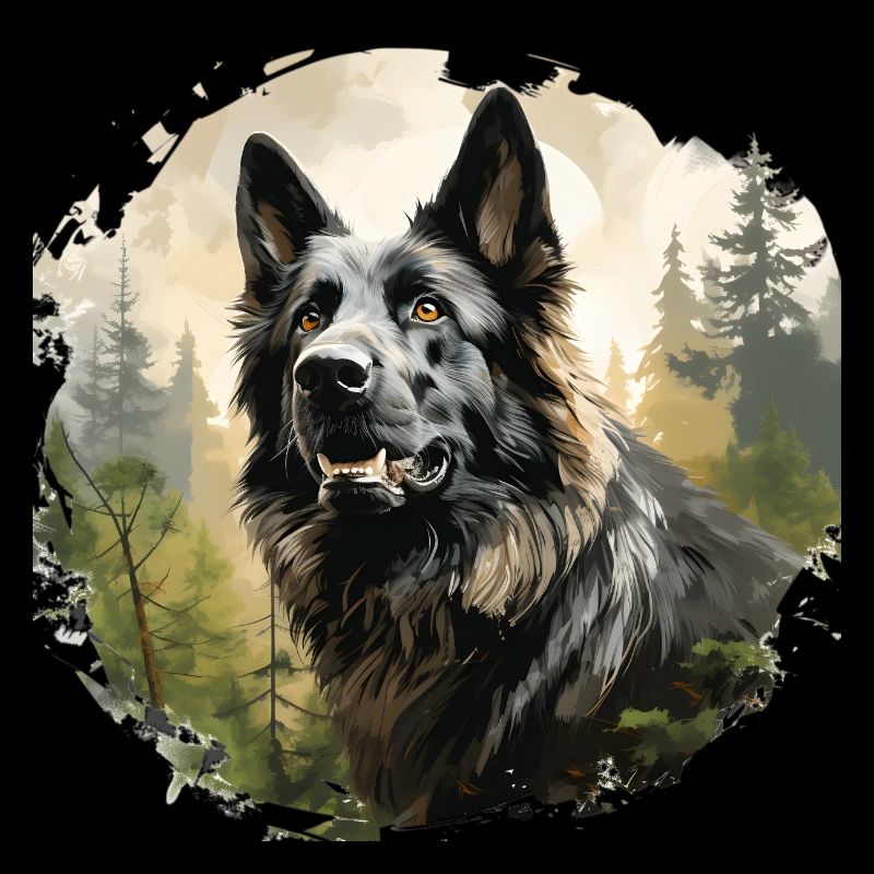 Grauer Deutscher Schäferhund im Wald