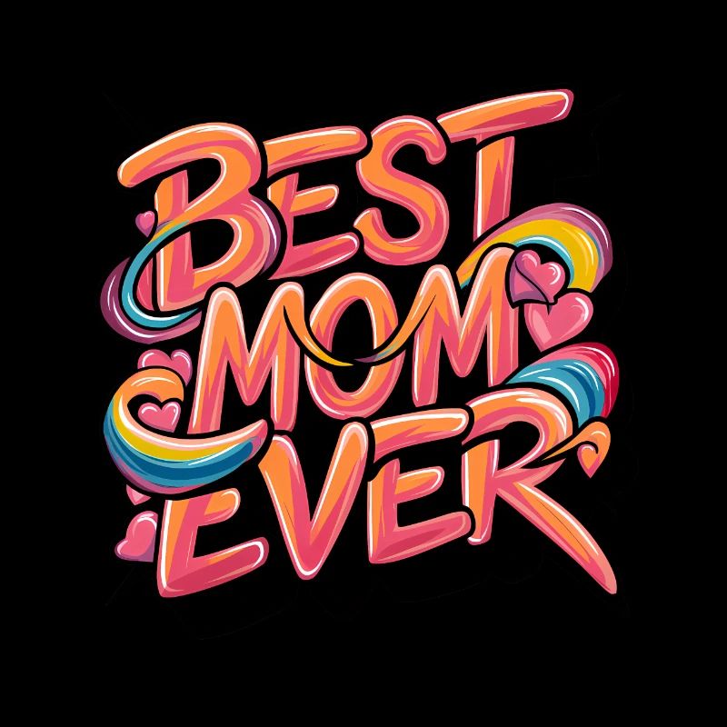 Best Mom Ever - Pink Rainbow Graffiti