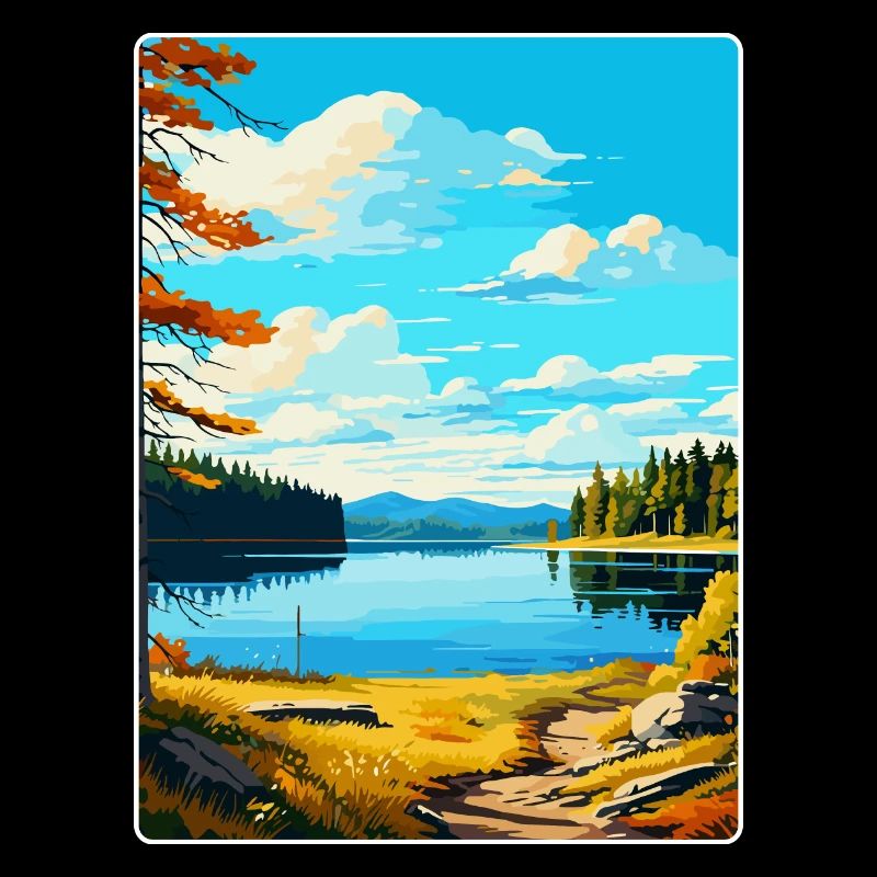 Parc forestier aquatique de Kielder, Angleterre, Royaume-Uni, Affiche de voyage