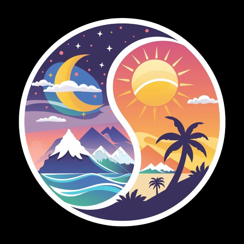 Ying Yang - mountains - beach