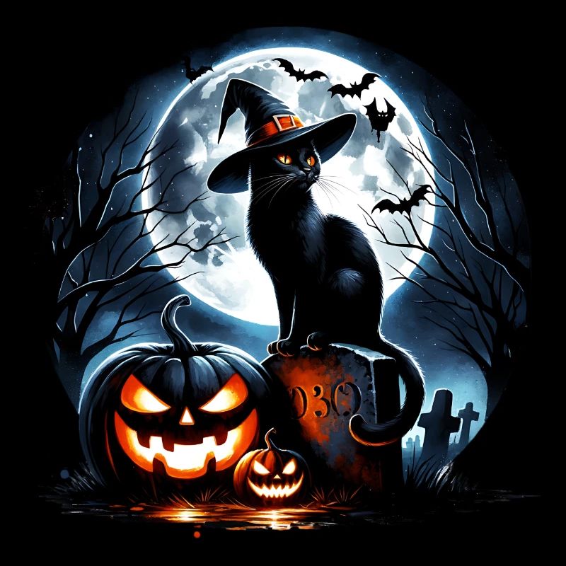 Joyeux Halloween, chat effrayé