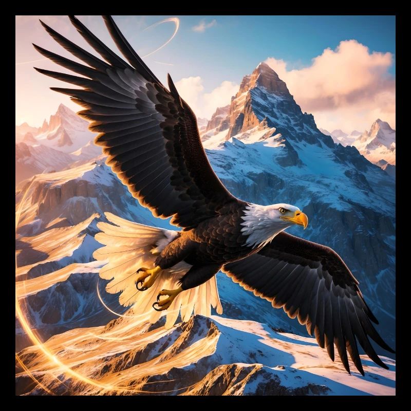 A majestic eagle in flight soaring through