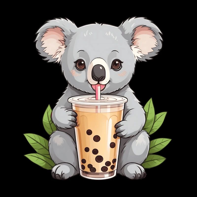 Cute koala drinking bubble tea