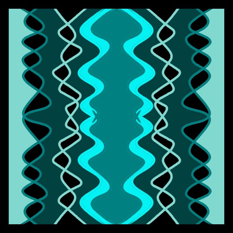Symmetrical vertical pattern in blue, black and green