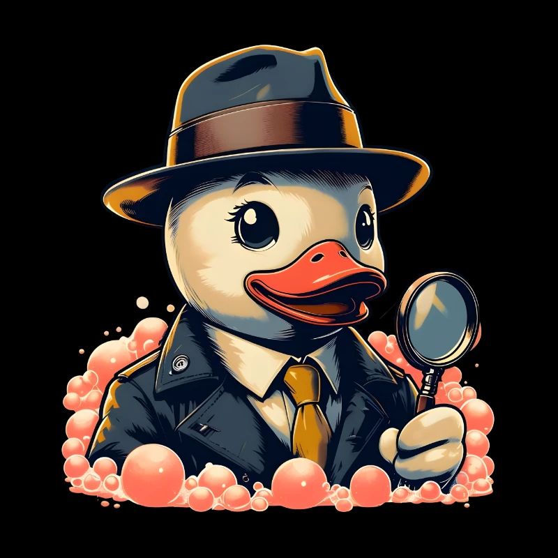 Detective Rubber Duck Relaxing In Bubble Bath