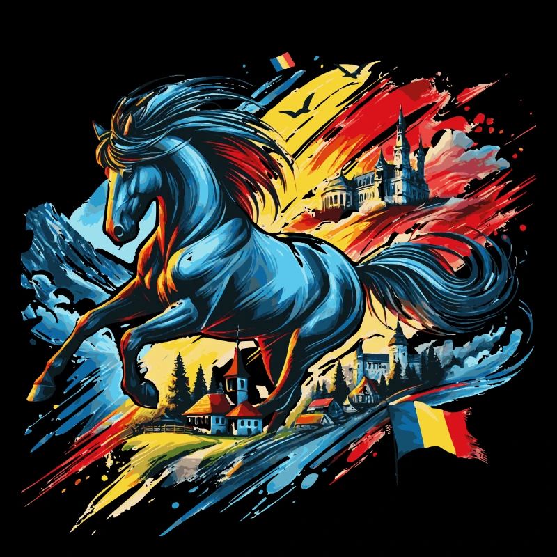 Dynamisches Pferd mit rumänischen Elementen