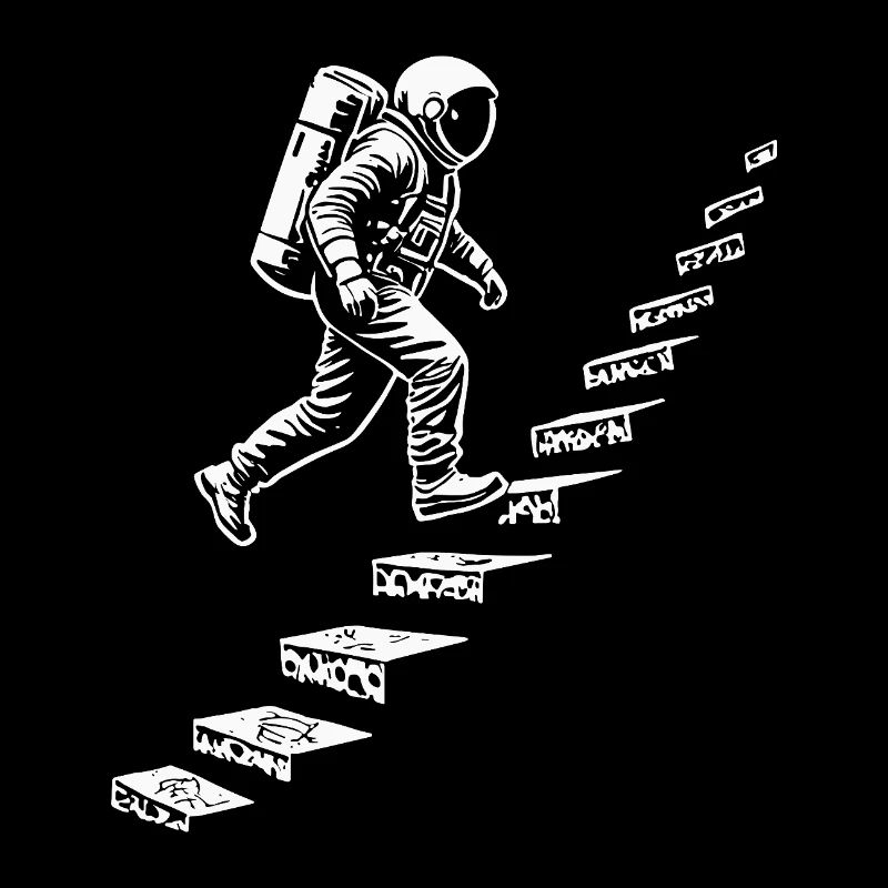Astronaute dans les escaliers style spatial