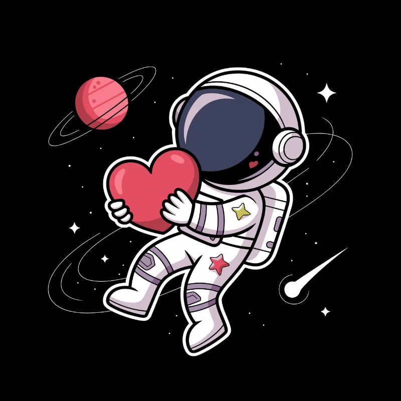 Astronaute avec un cœur : l’amour de l’espace