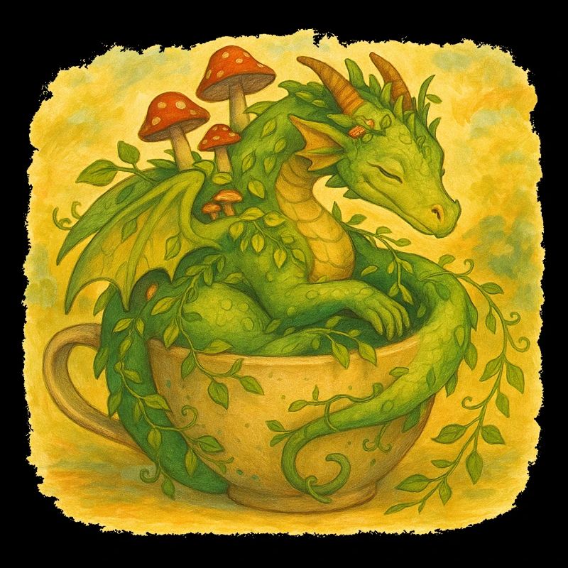 Whimsical Forest Dragon in Cup
