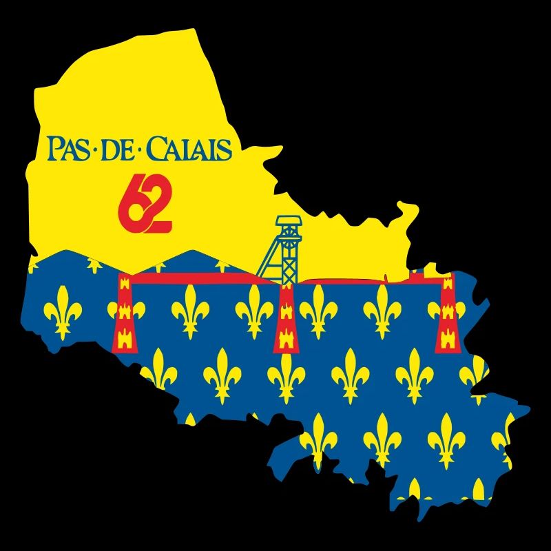 Stylized map of Pas-de-Calais with its symbols
