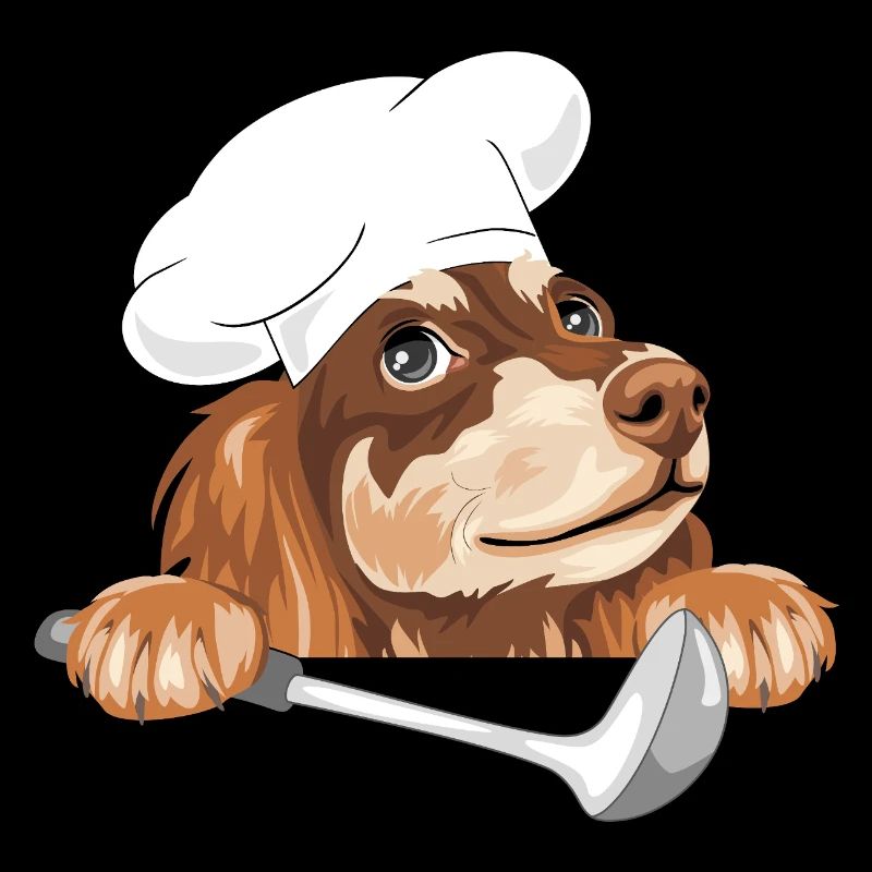 Dreaming dachshund cook with a ladle
