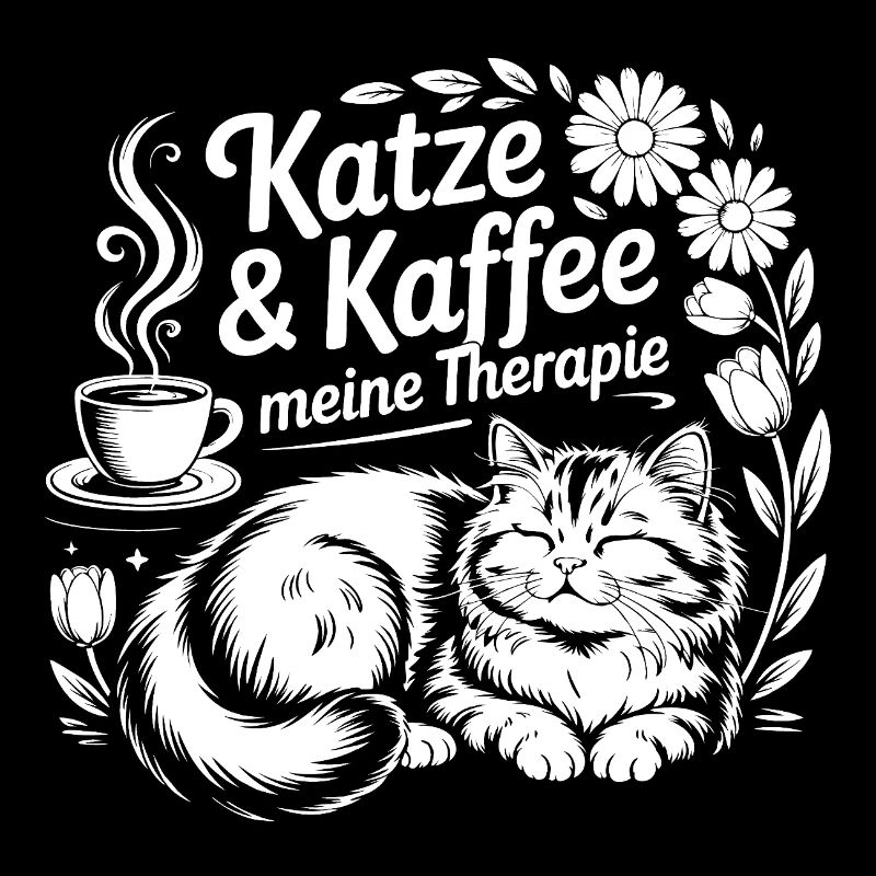 Cat Coffee Therapy Motif
