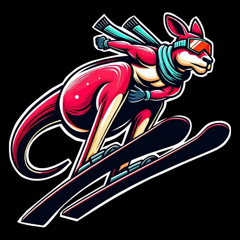Kangaroo skiing Winter sports fun