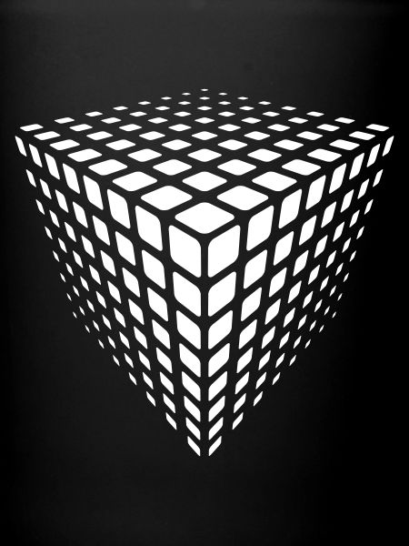 Monochrome Grid Cube Illusion