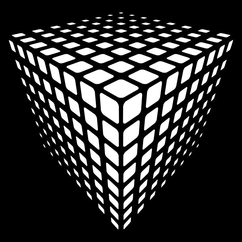 Monochrome Grid Cube Illusion