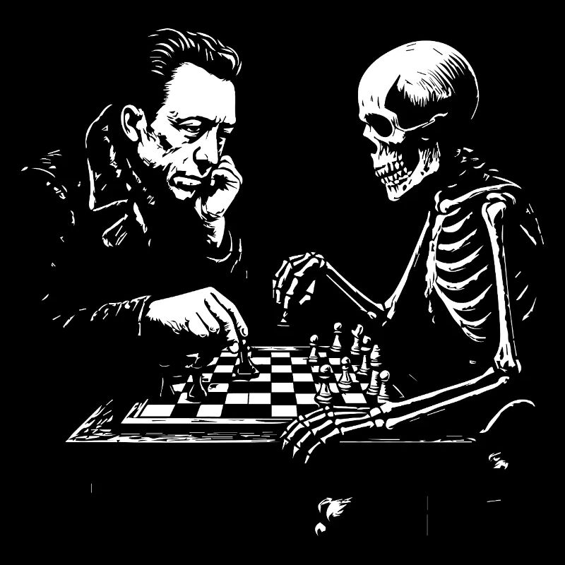 Duel d’échecs Camus et Skeleton