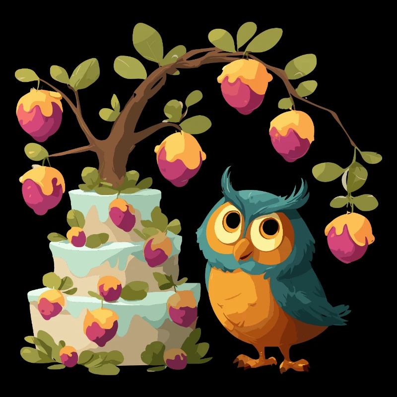 Eule am Obstkuchenbaum