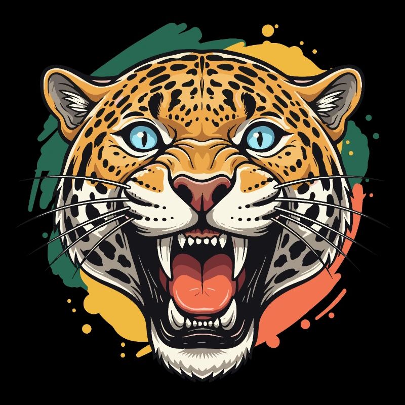 Jaguarkopf im Farbsplash-Stil