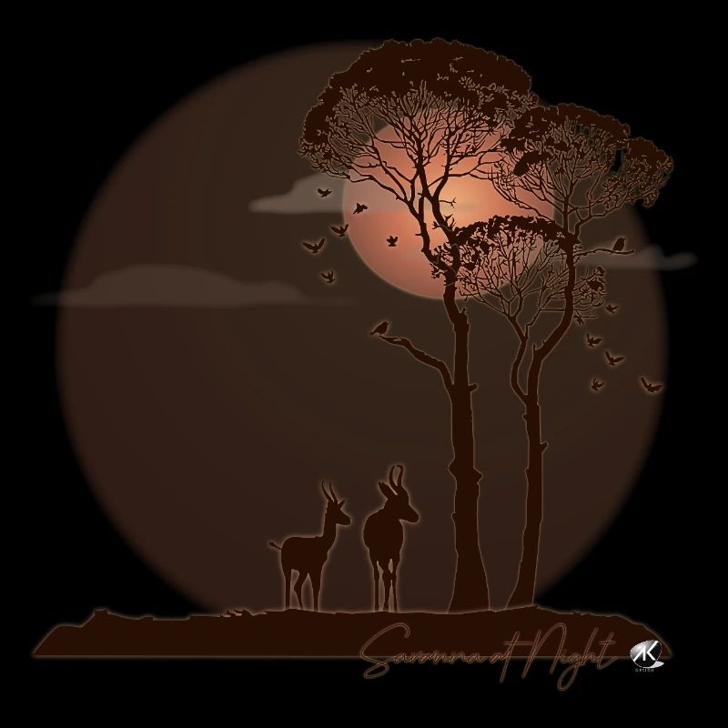 Afrikanische Savanne in der Nacht