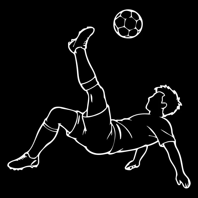 White Bicycle Kick Line Art — Dark Tees