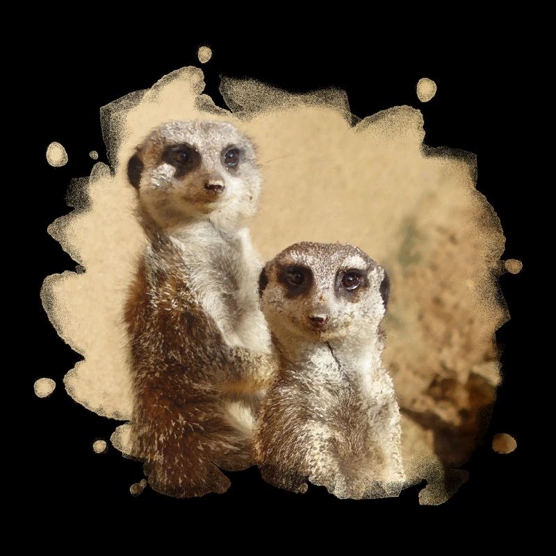 Deux suricates sourient à la caméra.
