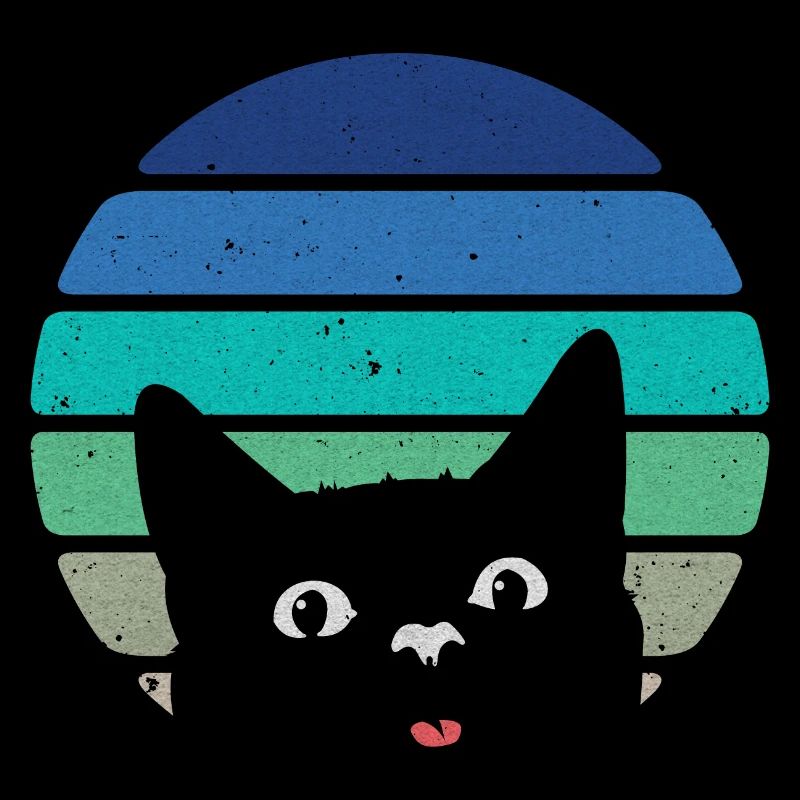 Effronté chat noir rétro vintage