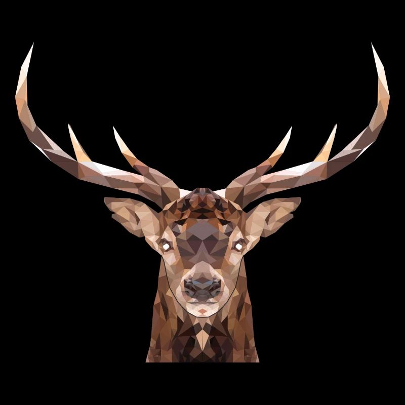 Tête de cerf polygone avec bois et corps