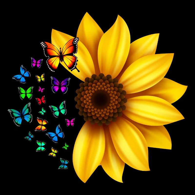 Design mit Sonnenblumen und Schmetterlingen