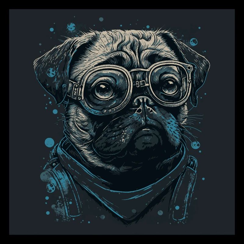 Mops Hund mit Nerdbrille