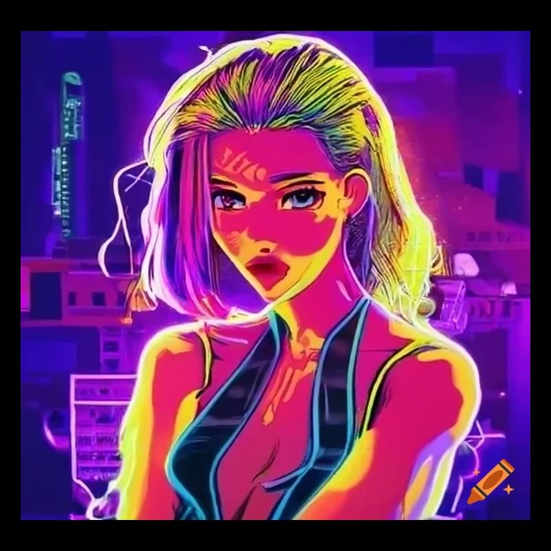 80s neon lady