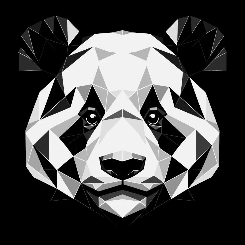 Abstract Geometric Panda - Monochrome Design